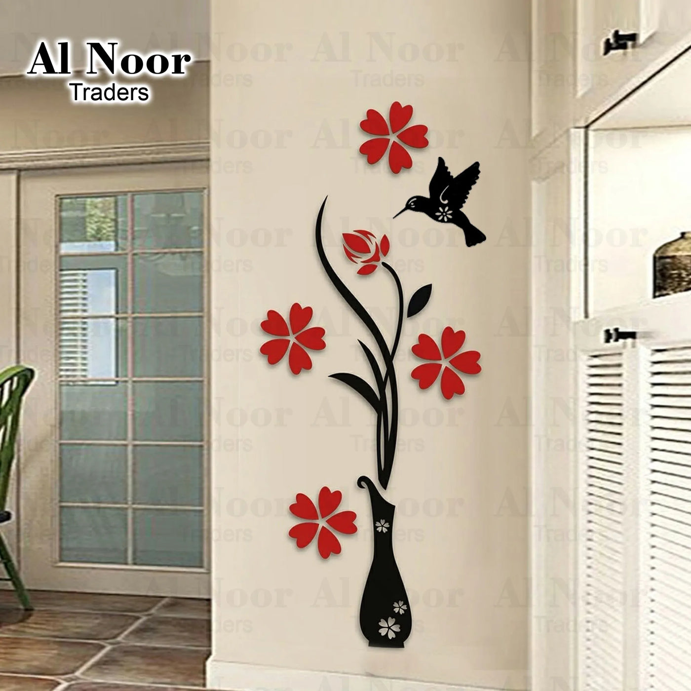 Flower Vase Wooden Wall Art For Room Hall