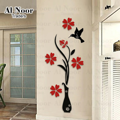 Flower Vase Wooden Wall Art For Room Hall