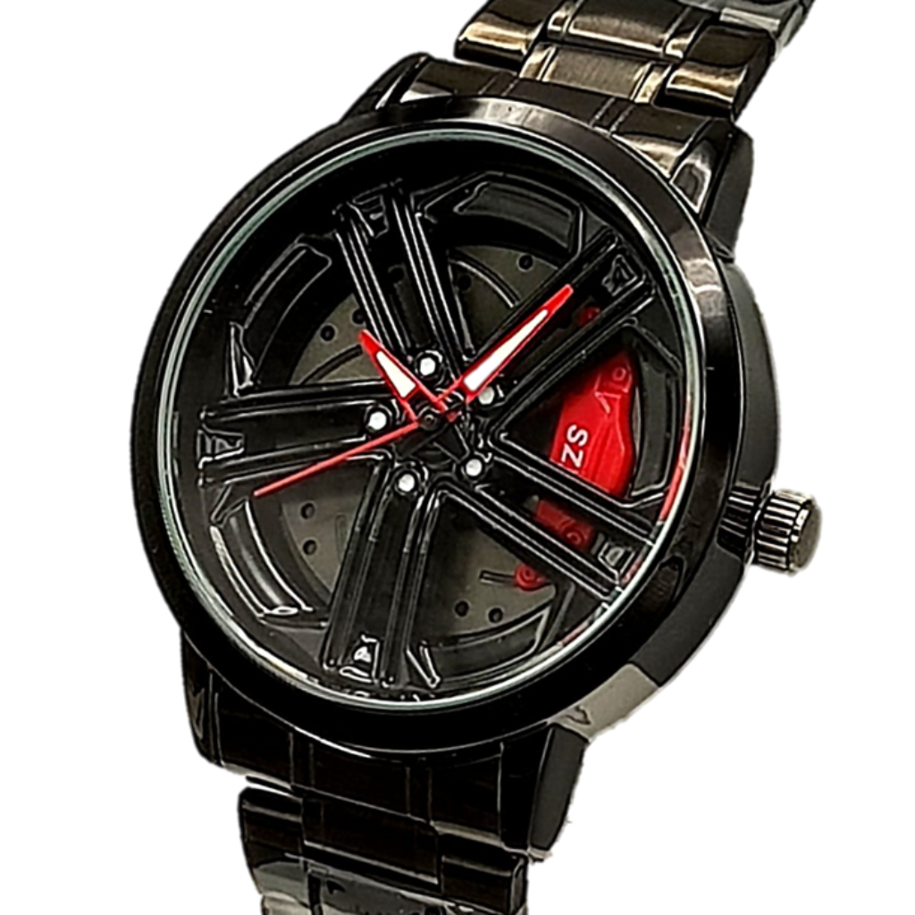 Men Stainless Steel Watch Spinning Alloy Wheel