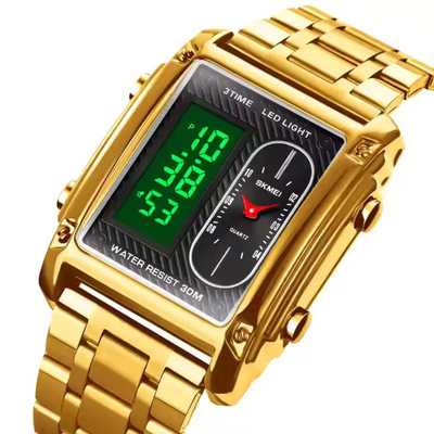 Digital Unique Men Chrono Relogio Fashion Electronic Stainless Steel Watches