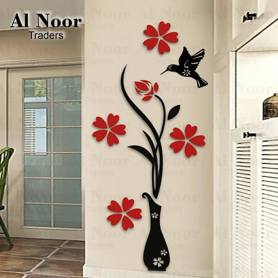 Flower Vase Wooden Wall Art For Room Hall